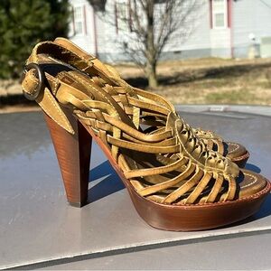 Frye Joy Huarache Strappy 5.25” Platform Sandals Olive Green Size 8.5